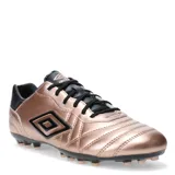 Championes de fútbol Umbro modelo Touch AT para hombre, diseñados para fútbol 11. Cuentan con una capellada sintética en tono bronce metalizado con detalles en negro y suela con tapones apta para césped artificial. Poseen cierre de cordones y forro interior de poliéster.