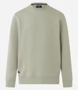 Buzo deportivo negro de poliéster con cuello redondo y mangas largas.