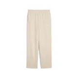Pantalón largo de jogging Puma Ess No.1 Logo Straight, color beige con logo estampado en blanco en la pierna izquierda.