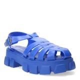 Sandalias azules de Miss Carol, con plataforma track y tiras anchas entrecruzadas.