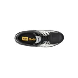 Zapatillas urbanas negras con detalles plateados y suela chunky blanca.