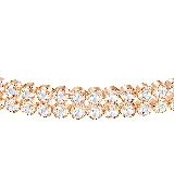 Pulsera de baño en tono oro rosa con dos hileras de piedras transparentes engastadas en un diseño cupchain.
