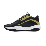 Championes de básquet Under Armour Lockdown 7, color negro con detalles dorados y logo de la marca en el lateral.