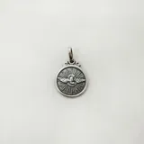 Dije medalla circular de plata 925 con la imagen del Espíritu Santo en el centro.