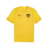 Camiseta de fútbol Puma del Club Atlético Peñarol, color amarillo con diseño geométrico en relieve. Presenta cuello redondo, logo de Puma bordado en el pecho y escudo del club.