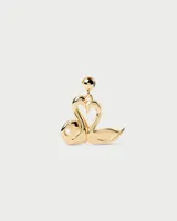 Dije charm dorado con forma de dos cisnes formando un corazón y una circonita blanca engarzada.