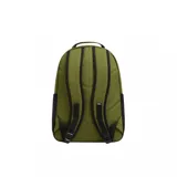 Mochila Vans Startle color verde oliva con detalles en negro. Tiene un compartimento principal con cierre, un bolsillo frontal con cierre y un bolsillo lateral para botella.