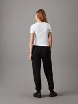 Pantalón de chándal color negro, confeccionado en felpa con monograma bordado de Calvin Klein.