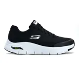 Championes deportivos Skechers Arch Fit, color negro, con capellada de malla knit y detalles sintéticos. Cuenta con cordones, plantilla Arch Fit removible y suela de goma flexible.