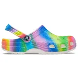 Zuecos Crocs Classic con diseño multicolor de tinte en aerosol.
