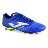 Championes de fútbol Joma XPANDER 2304 FG, color azul con detalles en plateado y amarillo. Fabricados en material sintético resistente y ligero, con contrafuerte exterior EXO COUNTER para proteger el talón.