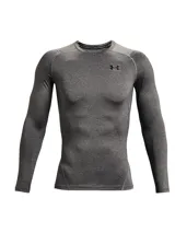 Remera de compresión Under Armour HeatGear de manga larga, color negro con logo blanco en el pecho.