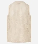 Musculosa de hombre color beige, confeccionada en tejido jacquard con textura cuadriculada. Tiene cuello redondo y corte regular.