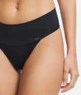 Bombacha de bikini negra de poliamida con cintura ancha.