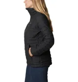 Campera acolchada Columbia Silver Falls II, color negro, con cierre frontal, cuello alto y bolsillos laterales con cierre.