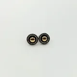 Aros tipo botón de plata 925 y oro con circonias.