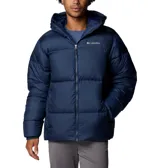 Campera puffer negra marca Columbia, con capucha ajustable, cierre frontal con cremallera, bolsillos laterales con cremallera, puños elásticos y aislamiento Thermarator™.