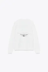 Sudadera blanca de algodón con cuello redondo, manga larga y texto bordado en azul marino en el frente que dice 'USA' y 'Tennis Club Division'.
