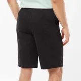 Bermudas negras de corte recto con cintura elástica y cordón ajustable.