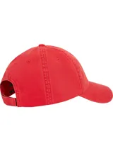 Gorra de béisbol roja de algodón con efecto lavado, logo de Tommy Jeans bordado en el frente y hebilla ajustable en la parte trasera.