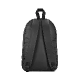 Mochila negra acolchada con bolsillo frontal y logo de Olympikus en la parte inferior.