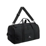 Bolso semanal negro con asas y correa ajustable, ideal para uso diario.