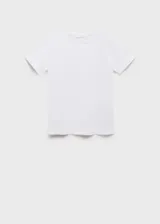 Remera blanca de algodón de manga corta y cuello redondo. Diseño clásico y minimalista.