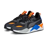 Championes Puma RS-X Geek de hombre, color negro con detalles en gris, azul y naranja. Zapatillas de estilo retro con revestimientos de nubuck y gamuza.