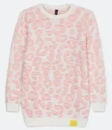 Buzo de mujer de manga larga, estampado animal print con textura de pelos. Marca Blue Steel, confeccionado en poliamida y acrílico.
