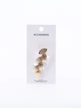 Broche para el pelo dorado con cinco hojas texturizadas.