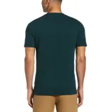 Remera verde oscuro con estampa amarilla de un pingüino con la palabra "Penguin" en vertical.