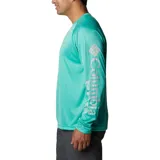 Remera de manga larga Columbia Terminal Tackle Heat, color gris jaspeado, con logo de la marca en el pecho y en la manga. Confeccionada en tejido transpirable de secado rápido y protección solar UPF 50.