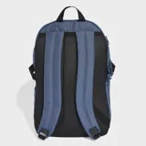 Mochila Adidas Power azul con detalles en negro y logo de la marca en el frente. Cuenta con múltiples bolsillos, compartimento acolchado para laptop y correas de compresión laterales.