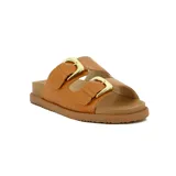 Sandalias Ramarim color marrón con dos tiras anchas ajustables con hebillas doradas.