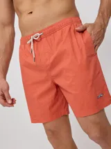 Short de baño Rusty color naranja, confeccionado en algodón y elastano, con cintura elástica ajustable con cordón.
