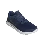 Zapatillas Adidas Coreracer de hombre, color azul marino con las tres rayas laterales en negro y suela blanca.