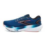 Championes de running Brooks Glycerin 21 para hombre, color azul con detalles en negro y naranja.