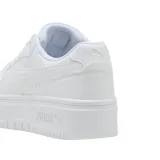 Championes Puma Rebound Femme Low blancos con plataforma, inspirados en el estilo retro del básquet.
