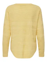 Sweater amarillo de punto con cuello redondo y corte recto.