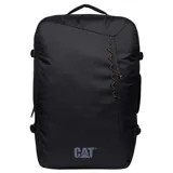 Mochila negra de poliéster ripstop con correas ajustables para los hombros con malla transpirable, asas laterales de tela, asa de tela, bolsillo frontal con cremallera, correa ajustable para el pecho, compartimento principal trasero con bolsillo acolchado para un ordenador portátil, correas de compresión en los laterales, detalles de cordones y logotipo reflectante estampado.