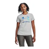 Remera deportiva Under Armour color fucsia con logo blanco estampado en el frente.
