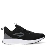 Zapatillas de running color negro con detalles en gris, con suela ligera y diseño deportivo.