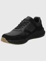 Zapatillas urbanas negras de cuero y descarne, con suela de goma y tecnología Spinal para amortiguación y retorno de energía.