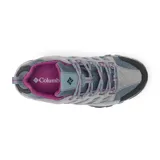Zapatillas de trekking Columbia Crestwood Waterproof, color gris con detalles en negro y violeta. Capellada de cuero, malla y cintas. Tecnología Omni-Tech que evita la filtración de humedad. Entresuela TechLite que proporciona amortiguación y absorción de impactos. Suela Omni-Grip que brinda estabilidad y tracción en todo tipo de terreno.