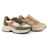 Championes urbanos Korium Krissin, color beige con detalles en marrón claro.