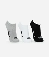 Kit de 3 pares de medias invisibles Puma blancas con logo negro.
