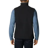 Chaleco de polar Columbia Fast Trek para hombre, color azul marino con cierre y detalles en azul eléctrico. Cuenta con cuello alto, bolsillos laterales con cierre y bolsillo en el pecho con cierre.