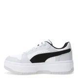 Championes urbanos Puma Rebound Femme Low, color blanco con detalles en gris claro y negro, con plataforma.