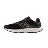 Championes de running New Balance 520v8, color negro con logo plateado y suela blanca.