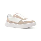 Championes deportivos American Sport Layla, color blanco con detalles en beige y plateado.